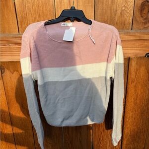 H&M Women's Sweater - Pink, Cream, Gray